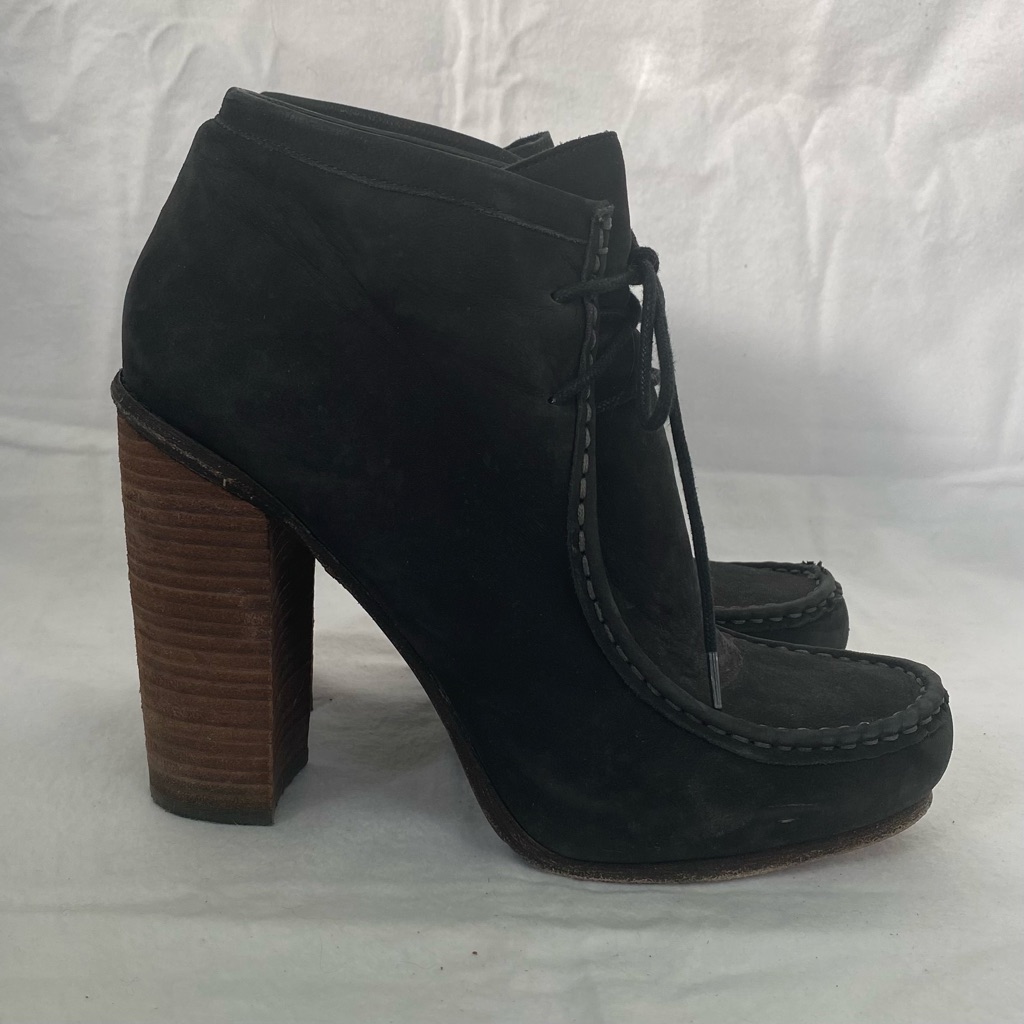 Black Ankle Boots With Wooden Heel